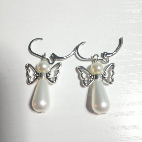 2 for $12 Angel Earrings with Leverback Hoops Christmas Angel - Picture 3 of 16